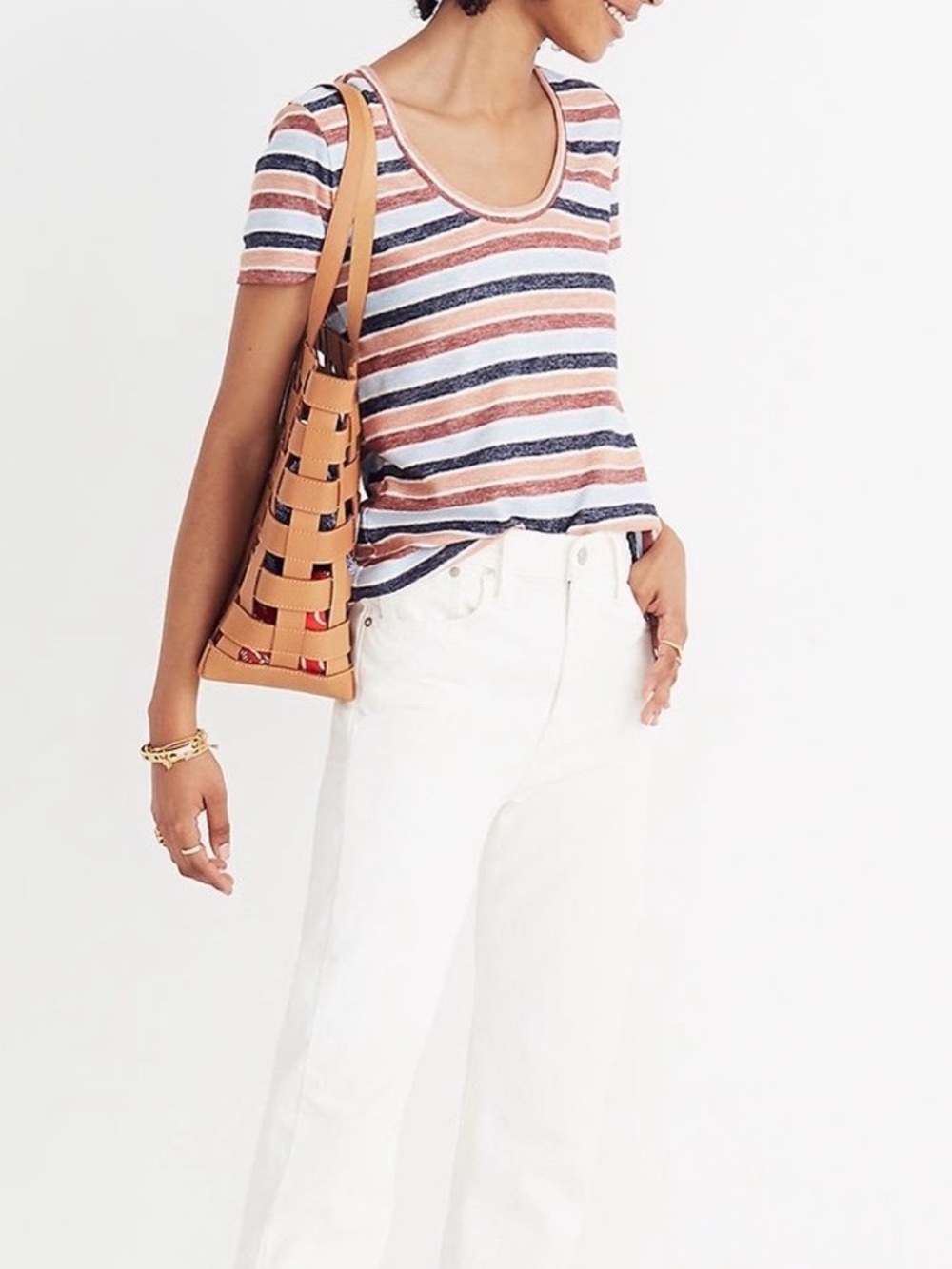 Madewell Alto Scoop Tee Striped Short Sleeve Top Size Small